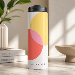 Moderne Abstrakte Kreise Rot Gelb Rosa Minimalisti Thermosbecher