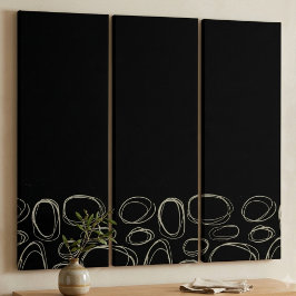 Moderne abstrakte Kreise-Triptychon in Creme Triptychon