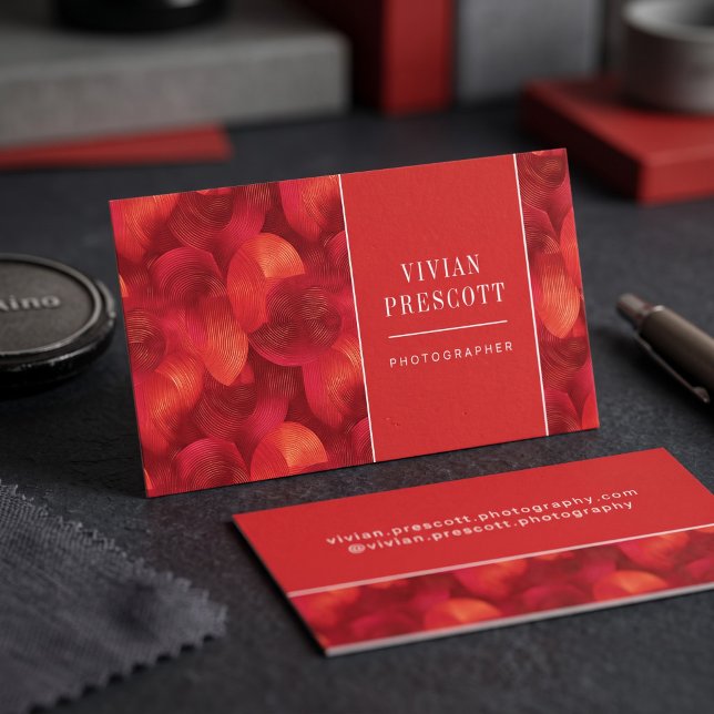Moderne abstrakte Kreispattern-Design Visitenkarte (Simulated business cards on table)