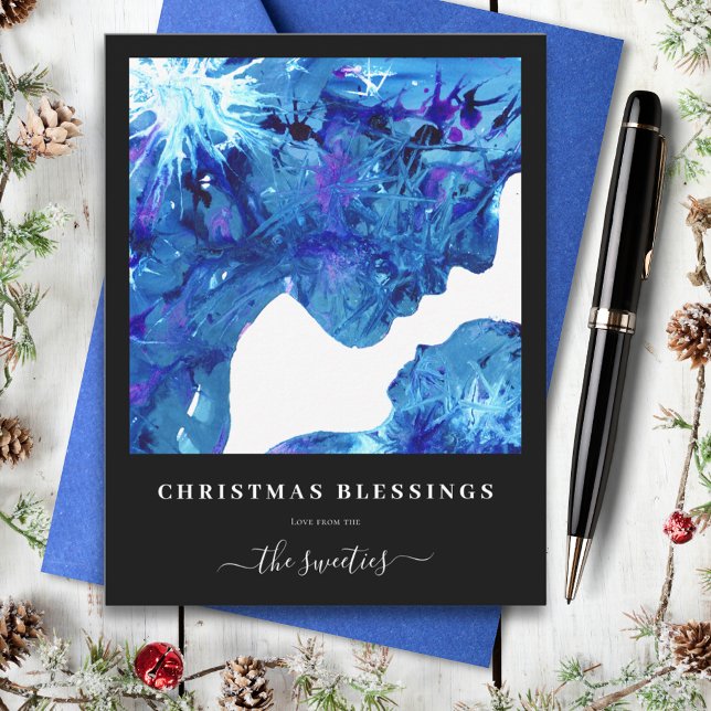 Moderne Abstrakte Krippe Weihnachten Wasserfarbe (Christmas blessings modern abstract nativity watercolor personalized holiday greetings card)