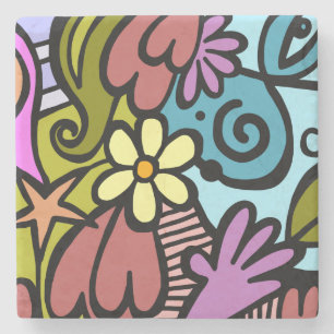 Moderne Abstrakte kubanische Kunst Steinuntersetzer