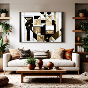 Moderne Abstrakte Kubistische Geometrie Gold Poster