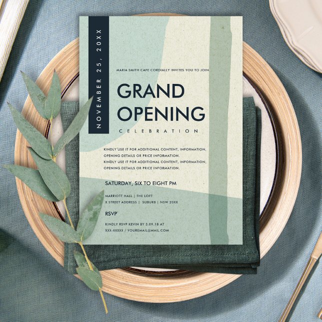 MODERNE ABSTRAKTE KUNST AQUA BLAU GRAND ÖFFNUNG EINLADUNG (Von Creator hochgeladen)