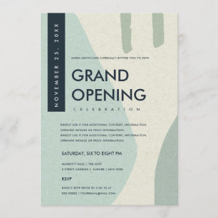 MODERNE ABSTRAKTE KUNST AQUA BLAU GRAND ÖFFNUNG EINLADUNG