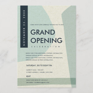 MODERNE ABSTRAKTE KUNST AQUA BLAU GRAND ÖFFNUNG EINLADUNG