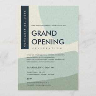 MODERNE ABSTRAKTE KUNST AQUA BLAU GRAND ÖFFNUNG EINLADUNG