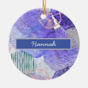 Moderne abstrakte Kunst blau und lila Keramik Ornament
