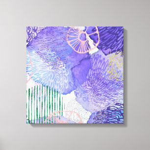 Moderne abstrakte Kunst blau und lila Leinwanddruck