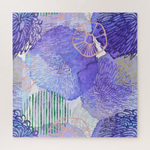 Moderne abstrakte Kunst blau und lila Puzzle