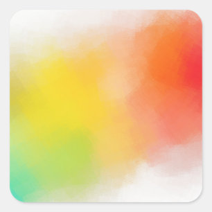 Moderne Abstrakte Kunst Custom Blue Green Yellow Quadratischer Aufkleber