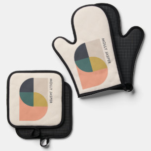 Moderne Abstrakte Kunst Elegante Geometrische Mini Ofenhandschuh & Topflappen-Set