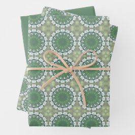 Moderne Abstrakte Kunst Frühjahr Blumenmuster Grün Geschenkpapier Set