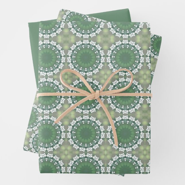 Moderne Abstrakte Kunst Frühjahr Blumenmuster Grün Geschenkpapier Set (Beispiel)