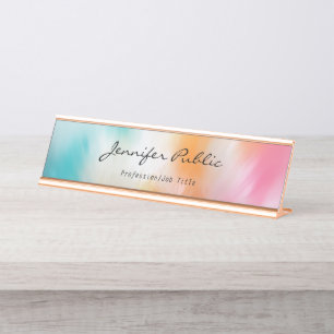 Moderne Abstrakte Kunst Handschrift Rose Gold Schreibtischnamensplakette