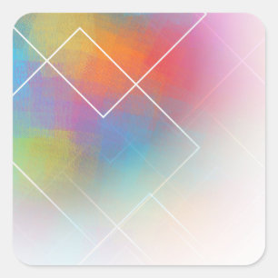 Moderne abstrakte Kunst individuell pink rot orang Quadratischer Aufkleber