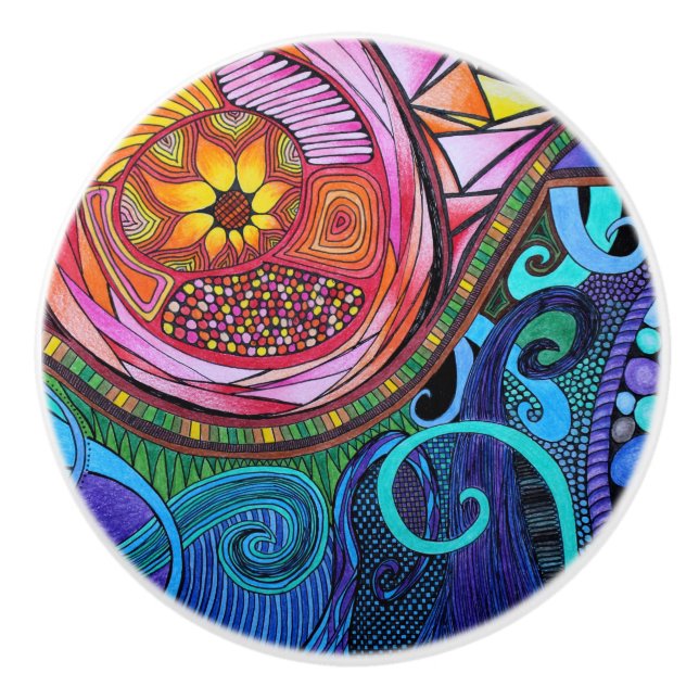 Moderne Abstrakte Kunst Keramikknauf (Vorderseite)