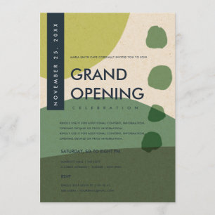 MODERNE ABSTRAKTE KUNST LIMEGRÜNE ERÖFFNUNGSVERANS EINLADUNG