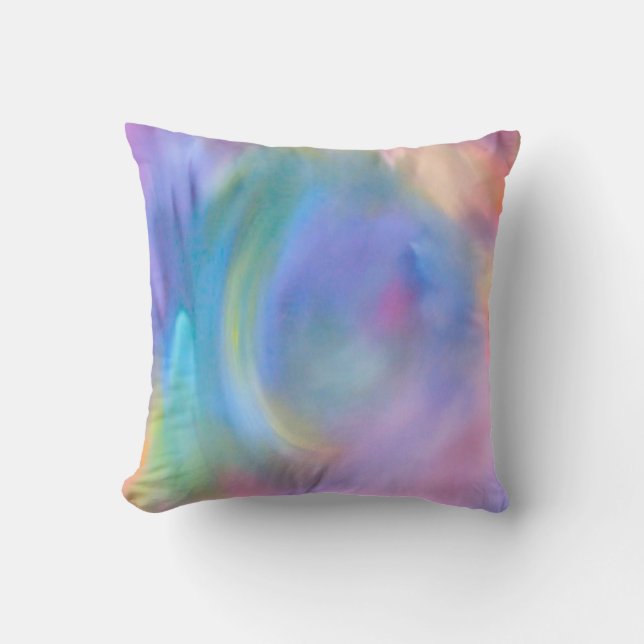 Moderne Abstrakte Kunst Pasta Wasserfarben Regenbo Kissen (Vorderseite)