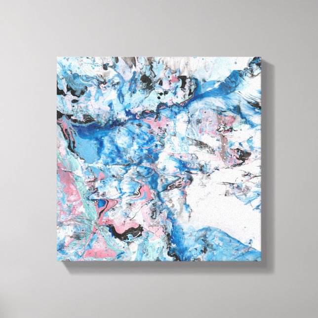 Moderne Abstrakte Kunst Pink Blue White Trendy Leinwanddruck (Vorderseite)