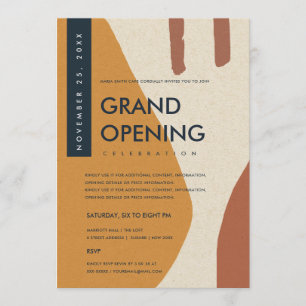 MODERNE ABSTRAKTE KUNST ROST ORANGE ERÖFFNUNG EINLADUNG