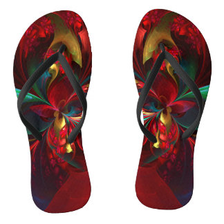 Moderne Abstrakte Kunst Rotes Grün Muster #11 Flip Flops