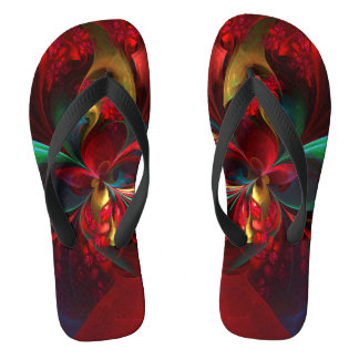 Moderne Abstrakte Kunst Rotes Grün Muster #11 Flip Flops