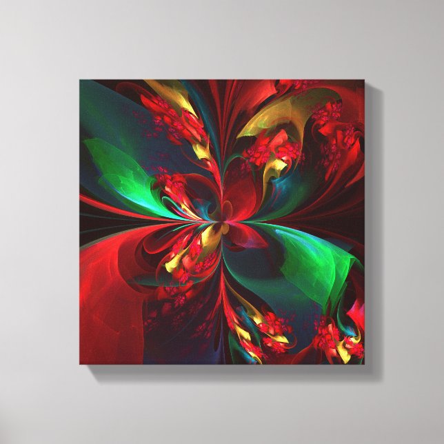 Moderne Abstrakte Kunst Rotes Grün Muster #11 Leinwanddruck (Vorderseite)