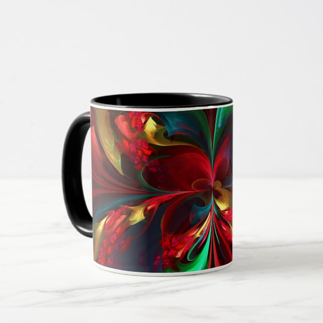 Moderne Abstrakte Kunst Rotes Grün Muster #11 Tasse (Vorderseite Links)
