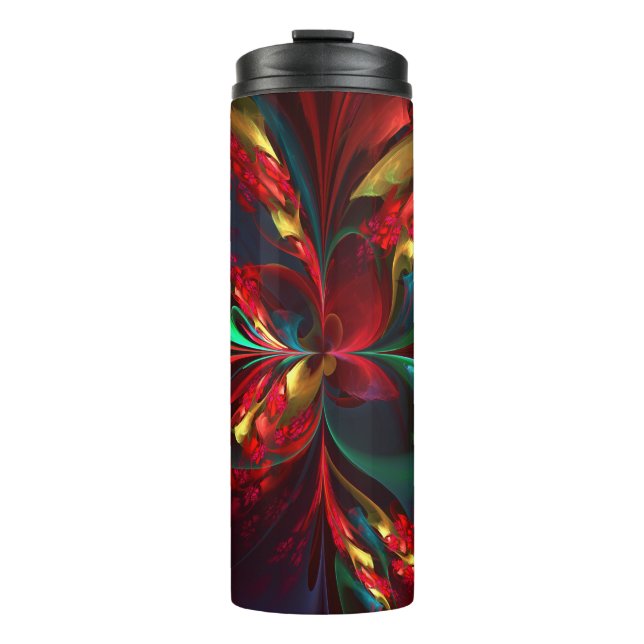 Moderne Abstrakte Kunst Rotes Grün Muster #11 Thermosbecher (Vorderseite)