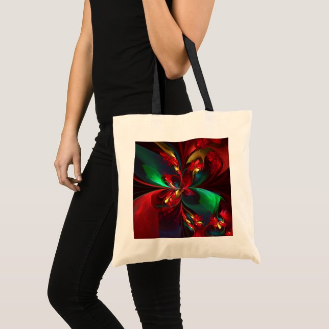 Moderne Abstrakte Kunst Rotes Grün Muster #11 Tragetasche (Vorderseite (Produkt))