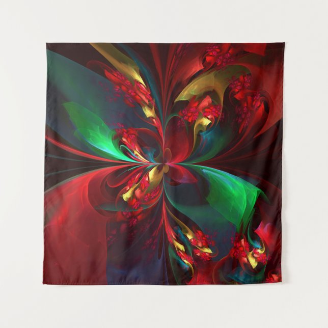 Moderne Abstrakte Kunst Rotes Grün Muster #11 Wandteppich (Vorderseite)