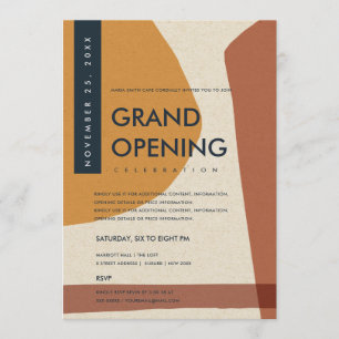 MODERNE ABSTRAKTE KUNST RUST ORANGE GRAND ÖFFNUNG EINLADUNG