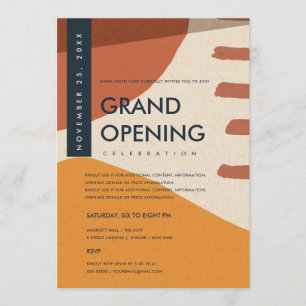 MODERNE ABSTRAKTE KUNST RUST ORANGE GRAND ÖFFNUNG EINLADUNG