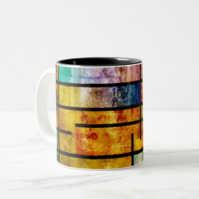 Moderne abstrakte Kunst Zweifarbige Tasse (Vorderseite Links)