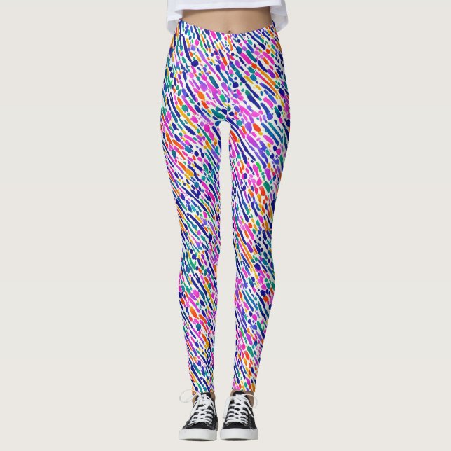Moderne Abstrakte Kunstfarbe Pinselstrich Wasserfa Leggings (Vorderseite)