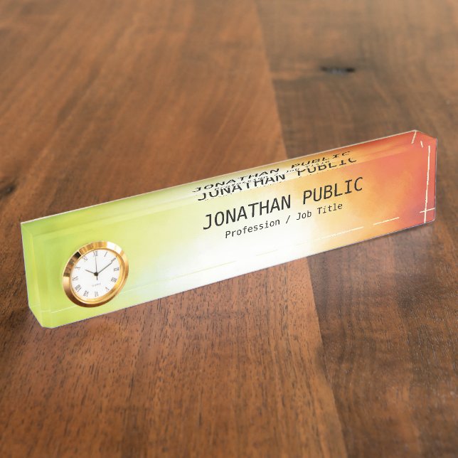 Moderne Abstrakte Kunstfarben Personalisierte Vorl Namensplakette (Seite)