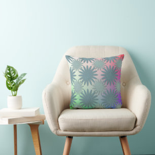 Moderne Abstrakte Kunstform Rainbow Green Floral M Kissen