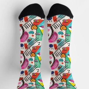 Moderne Abstrakte Künstlerische Frauengesichte Socken