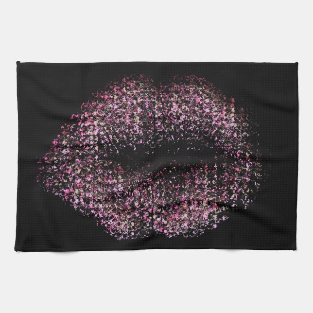 Moderne Abstrakte Kunstlips #30 Geschirrtuch (Horizontal)