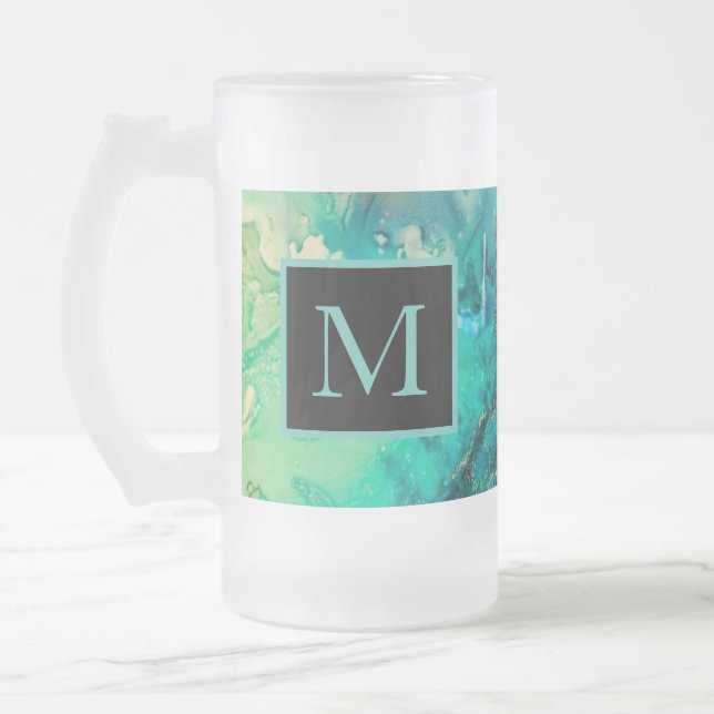 Moderne Abstrakte Kunstschatten, Lila Mattglas Bierglas (Links)