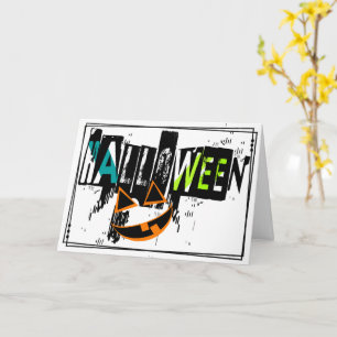 Moderne abstrakte Kürbislächeln Halloween-Karte Karte