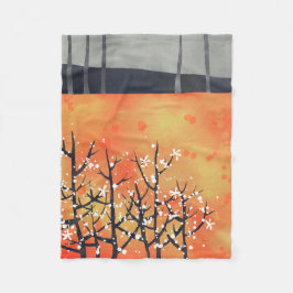 Moderne Abstrakte Landschaft Burnt Orange Fleecedecke