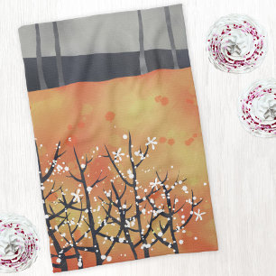 Moderne Abstrakte Landschaft Burnt Orange Geschirrtuch