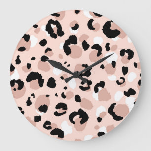 Moderne abstrakte Leoparden-Tierdruck Große Wanduhr