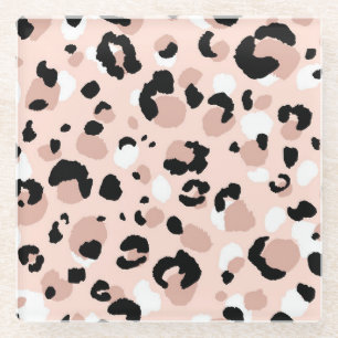 Moderne Abstrakte Leopardendrucke Glasuntersetzer