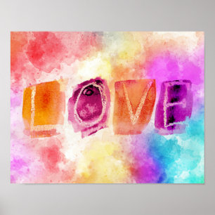 Moderne Abstrakte Liebe in Aquarell Poster