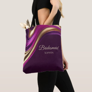 Moderne abstrakte-lila Fuchsia und Gold-Brautjungf