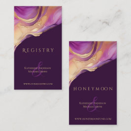 Moderne Abstrakte Lila und goldene Hochzeit Visitenkarte