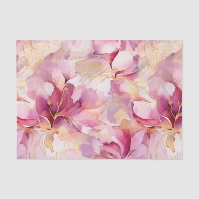 Moderne abstrakte Lilien in rosa Fuchsia Seidenpapier (Vorderseite)