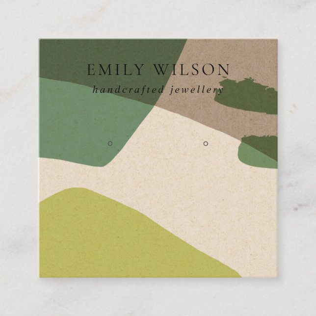 MODERNE ABSTRAKTE LIME GREEN KRAFT EARRING DISPLAY QUADRATISCHE VISITENKARTE (Vorderseite)